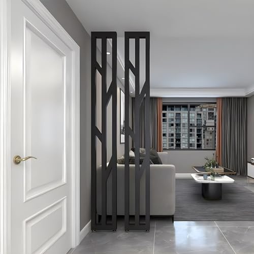 Cloison de séparation décorative amovible à 2 panneaux pour salle à manger/salle de réunion 60 cm Noir