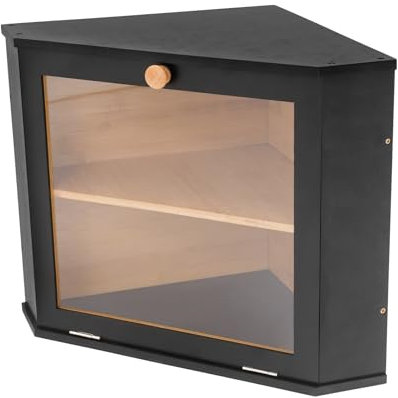 NoneDanGee Boîte à pain en bambou à 2 étages pour coin, grande boîte de rangement pour pain, pain grillé, facile d'entretien, 32 x 32 x 34 cm (noir)