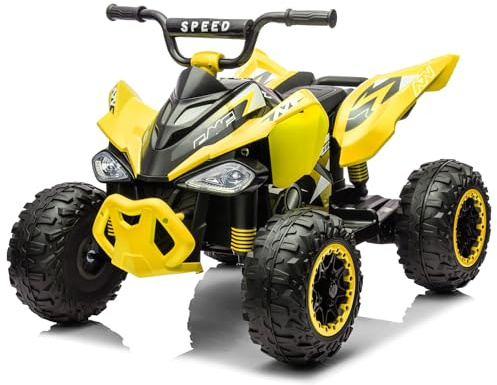 LALAHO Quad Electrique Enfants 12V,Voiture Électrique Enfants avec LED Et Musique,ATV pour Enfant de 3 à 8 Ans (Jaune)