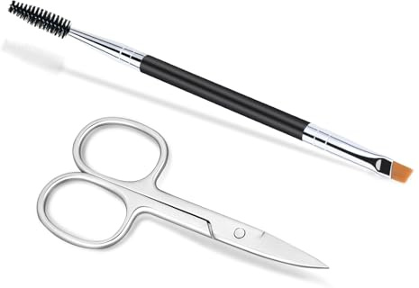 Eyelash Scissors Eyebrow Scissors Lash Scissor Brow Brushes for Eyebrows Eyebrow Brush by Eyelash Stainless Steel Scissor Spoolie Grooming Kit for Women Extensions Shaping Curved Craft