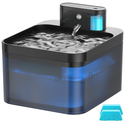 Fontanella per Gatti Senza Fili, VinDox 2.2L Fontanella per Gatti con Sensore di Movimento, Automatico Fontana Gatto - Super Silenzioso Acqua Dispenser a Batteria 2600mAh (2 Carbone Attivo + 1 Spugne)