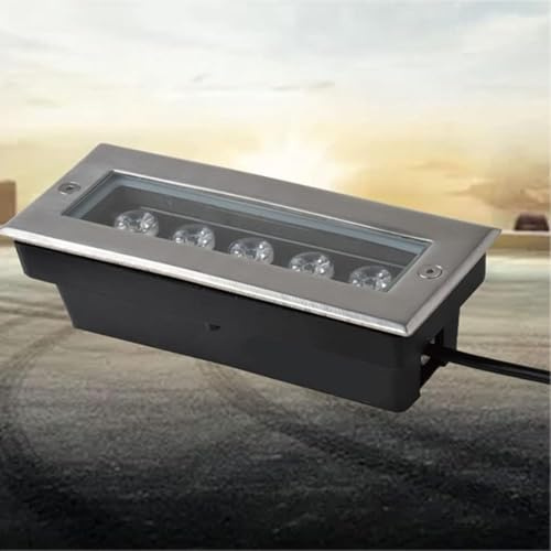 Lumières Enterrées - Luminaire De Terrasse Encastré Rond, Spot LED D'extérieur Encastrable Au Sol, Étanche IP65, AC85-265 V, Spot Mural Ultra-fin À Longue Bande En Acier Inoxydable(Yellow,9W)