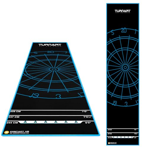 Turnart Darts Dart Mat,Darts Accessories Non Slip Carpet with Throw Line,Oche Mat with Soft Tip and Steel Tip Throw Line Distances,Dart Board Accessories (2026 NEW)