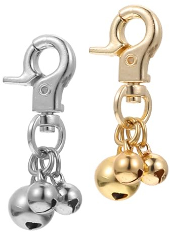 TOPPERFUN Campanelli con Suono Chiaro in Lega di Zinco e Anelli Multipli 2 Pezzi Uso Versatile per Animali Domestici per Collare Gatto e Cane