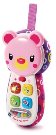 VTech Peek and Play Phone, Kids Mobile Phone Toy, Educational Toy for Sensory Play, Gift for Babies, Suitable for Girls and Boys Aged 3 Months +, Pink, 1 Count (Pack of 1)