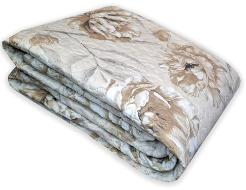 Home Tresor - Copriletto Trapuntato | Copriletto Fantasia Patchwork 72 | Trapunta Mezza Stagione Beige Matrimoniale