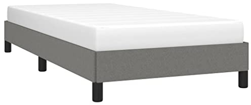 vidaXL Cadre de Lit Sommier à Lattes Lit Rembourré Cadre à Lattes Lit Simple Adulte Meuble de Chambre à Coucher Intérieur Gris Foncé 100x200 cm Tissu