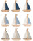 Rayher Holz-Streuteile Schiff, 9 Stück, mit Klebepunkt, 3 x 4 cm, sortiert 3 Farben, Holzstreuer Tischdeko, Tischstreuer, Streudeko, maritim, 46675000, Bunt