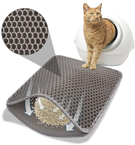 Cat Litter Tray Mat, Grey Cat Litter Mat Honeycomb Design Cat Litter Mat Double Litter Mat for Waterproof Cat Litter Tray Liner (30 x 45 cm)