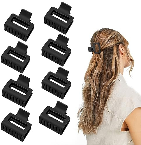 Medium Claw Hair Clips for Women Girls 2 Matte Rectangle Small Claw Clips