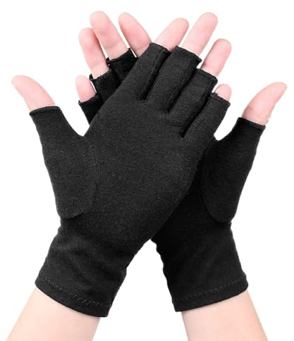 One Compress - Guanti in bambù per artrite, guanti a compressione originali per artrite, per donne e uomini, per alleviare il dolore alle mani e artrite, tunnel carpale (L, nero)