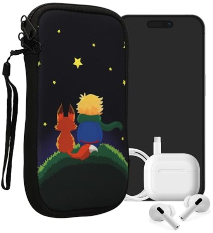 kwmobile Housse de Protection pour Smartphone XL - 6,7/6,8 - Sacoche de Protection pour Téléphone Portable en Néoprène Petit Prince Jaune-Marron-Bleu foncé