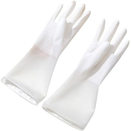 Gants En Caoutchouc, Gants De Vaisselle, Gants De Ménage Réutilisables, Gants De Cuisine En Caoutchouc, Gants De Nettoyage Pour Laver la Vaisselle, Blanc(S)