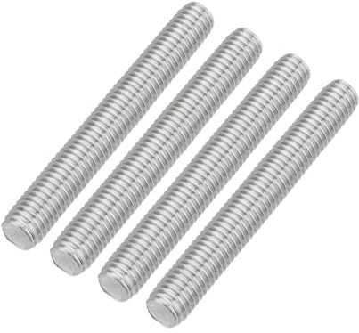 uxcell 4Pcs Fully Threaded Rod, M8 x 60mm 304 Stainless Steel Right Hand Thread Bar Studs M8-1.25 Thread Pitch for Furniture Machinery Assembly