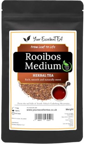 Rooibos Herbs Loose Leaf Tea (250g) Red Bush Tea Gentle Caffeine Free Naturally Sweet Aromatic Nutty Earthy Smooth Full-Bodied Vibrant, Closed in Resealable Package to Remain Fresh