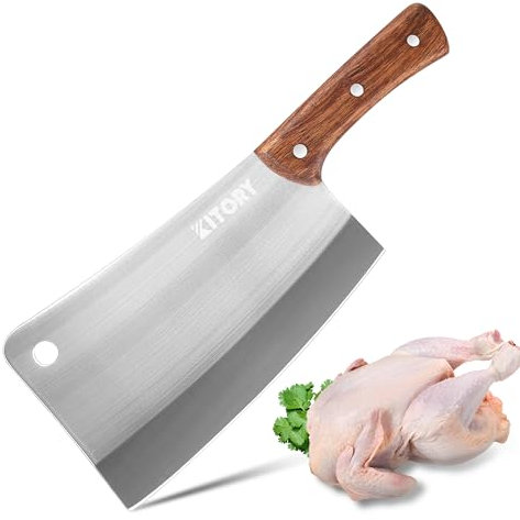 Kitory Hackmesser 18cm, Fleichmesser Extrem Scharf Chinesisches Küchenmesser, Metzgermesser mit Hochwertigem Edelstahl & Ergonomischem Griff