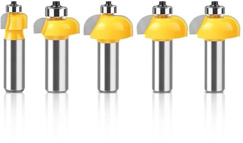 1pcs/5pcs Cove Edge Forming Router Bit With Bearing, 12mm 1/2 Inch Shank Edge Forming And Molding Woodworking Cutting Milling Cutter(5Pcs 12mm Shank)