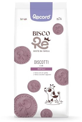 Record - BiscoRe - Galletas para Perros Naturales con arándanos, Formato de 1 kg. Snack cocido al Horno con puré de Frutas, sin conservantes ni Aceite de Palma, Ligeras, digeribles y sabrosas
