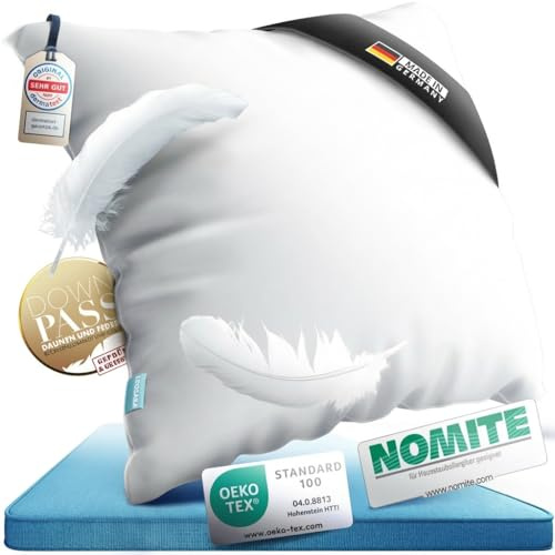 LEOSARA® 3-Kammer Daunenkissen 80x80 – Daunenkissen 80x80cm - Federkissen Kopfkissen Daunen 80x80 I Allergiker geeignet I Atmungsaktiv I Kopfkissen, 90% Daune, 10% Federn (1er Set)