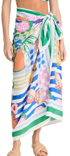 Talakeno Womens Swimwear Cover Up Skirt 67x45 Summer Beach Long Sarong Swimsuit Floral Pareo Bikini Wrap Skirt Bathing Suit(Green,M)