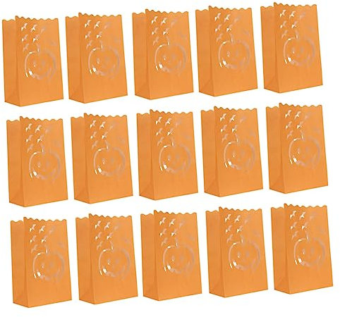 Angoily 20pcs Hollow Out Candle Bags Flame Resistant Luminaries for Halloween Romantic Party Decorations Tear Resistant Lighting Holders for Weddings Birthdays and Outdoor Events