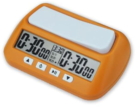 NEIQIUWING Reloj de Ajedrez Digital Electrónico de Mesa con Temporizador de Cuenta Atrás y Positiva, Modos de Retraso y Bonificación, Pantalla Grande, Portátil para Torneos y Clubes, Color Naranja