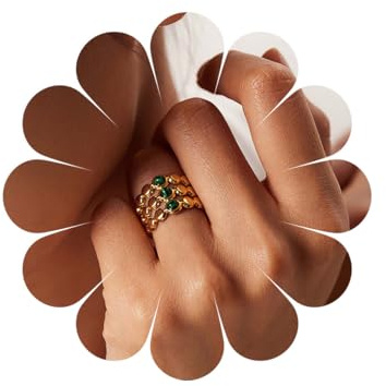 Boho Malakit Sten Finger Ring Guld Chunky Öppna Knuckle Ringar Vintage Grön Gemstone Wrap Justerbar Små staplingssmycken för kvinnor