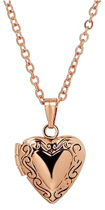 Collar con medallón de corazón de plata de ley 925 para mujer, colgante con forma de foto, imagen que contiene imágenes