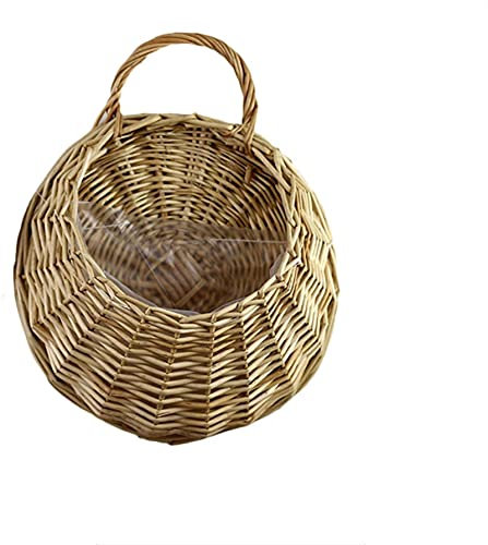 Yeehliny Blumentöpfe aus Rattan, Handgemachte Rattan geflochten Blumentopf zum Aufhängen, Pflanzenkörbe, Korb Geflochten, für Garten, Hochzeit, Hausdekoration, Türdekoration (18x23cm/A)