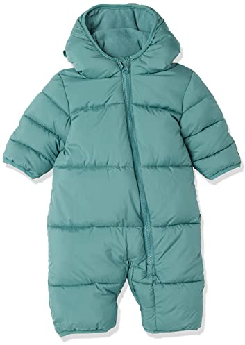 Amazon Essentials Unisex Babies' Water-Resistant Winter Puffer Bunting Suit, Dark Sage Green, 12 Months