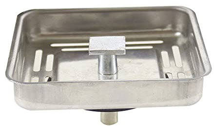Colador cuadrado de malla para desagüe de fregadero, tapón de residuos antibloqueo para el hogar, baño, cocina, plata, 78 mm