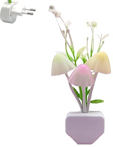 Presa Luce Notturna Bambini | Luce Notturna A Fungo Con Sensore Crepuscolare | Luce Notturna A LED Per Bambini Per Camera Da Letto - Bagno, Cucina, Cameretta, Corridoio, Ad Alta Efficienza Energetica