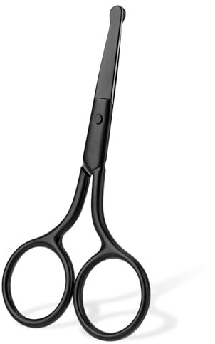 Edelstahl Nasenhaarschere mit Runder Spitze, Schwarz Bartschere 10cm Augenbrauenschere Abgerundeter Nasenhaar Schere Augenbrauentrimmer Ohrenhaarschere für Haare Wimpern Schnurrbart Nase