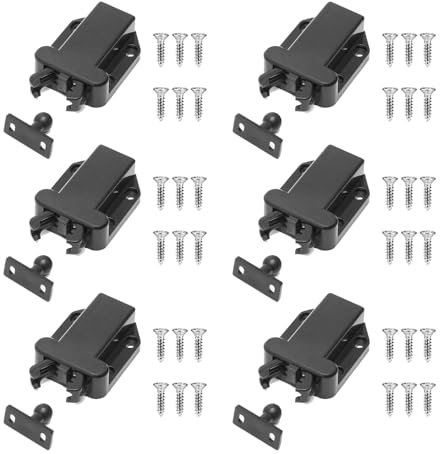 Oiieco 6 Stück Druckschnäpper Schnäpper Federschnäpper mit Schrauben Türöffner zum Aufdrücken Schwarze Druckschnäpper für Küche Schranktüren Schränke Zuhause Möbel Halte