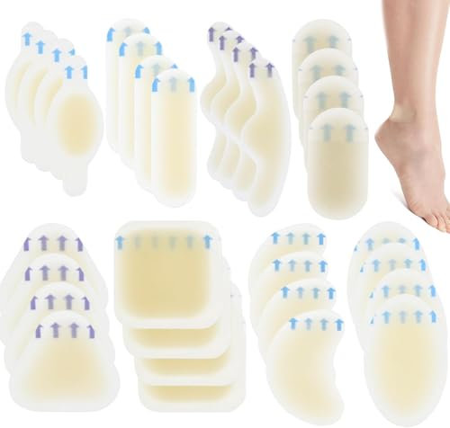 32 Stück Blasenpflaster, Blister Pads Gel Pflaster für Blase Fuß Schutz, Wasserdicht Gel Pflaster, für Zehen und Finger Vorfuß Ferse Fersenschutz Schutzhaut