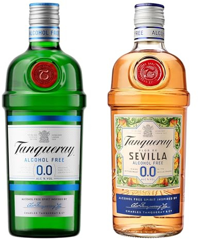 Tanqueray 0.0% Set: Alkoholfreie Gin-Alternativen – Tanqueray 0,0% und Tanqueray Flor de Sevilla 0,0% Varietäten-Set, Ideal für Cocktails und Longdrinks, Zuckerfrei, Kalorienfrei, 700ml Flaschen