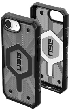 URBAN ARMOR GEAR Pathfinder MS Hülle kompatibel mit Apple iPhone 16e / iPhone 17e Case (Wireless Charging/Magnetisches Aufladen kompatibel, Fallschutz nach Militärstandard) ash (grau transparent)