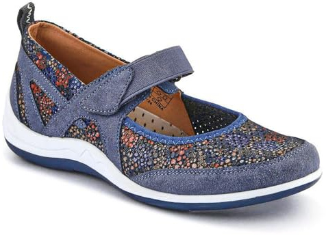 Lightweight Mary-Jane Ladies Trainers - Navy Floral Size 8