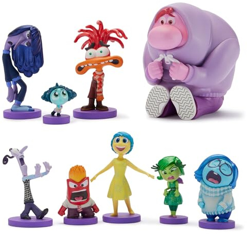 Disney Store Official Set di Personaggi Inside out 2 (Pixar), 9 Personaggi tra Cui Gioia, Tristezza, Ansia, Rabbia, Invidia, Disusto, Noia, Paura e Imbarazzo, 3+