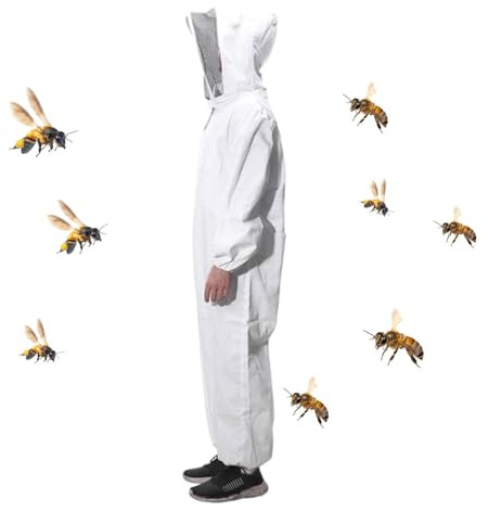 Combinaison de Protection pour Abeilles - Vêtements d'Apiculture avec Capuche Ventilée, Équipement Apicole en Mélange de Coton, Protection Intégrale Contre les Piqûres pour Apiculteurs Débutants et Pr