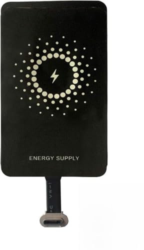 Adaptador Carga Inalámbrica Qi USB-C, Adaptador para Samsung Galaxy S21, A52s, A72, A32, A12, A51, A50 y Otros Teléfonos - Salida de 5 V/1 A, Color Negro