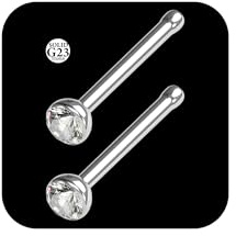 AceFun G23 näspiercing titan silver L form näsa piercing näsring för kvinnor 20 g titan näspiercing 1,5 mm 2,5 mm 3 mm CZ 1 S formad nostril piercing diamant näsa piercing för män, S, Titan