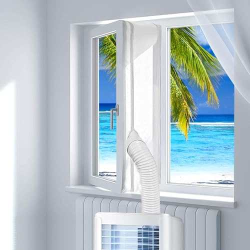 Klimaanlage Fensterabdichtung, 400cm Abluftschlauch Fensterdurchführung für Mobil Klimaanlage, Lufttrockner und Wäschetrockner, Double Zip für Dachfenster, Flügelfenster