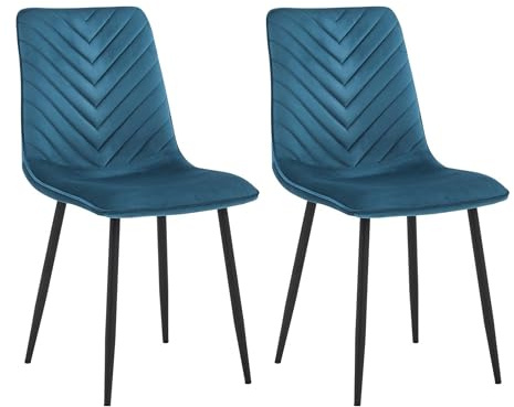 Colenis Chaise Salle à Manger, Lot de 2, Velours Bleu pétrole, Style Moderne élégant, Assise Profonde, Chaise Cuisine Salon avec Pieds métal,Senny