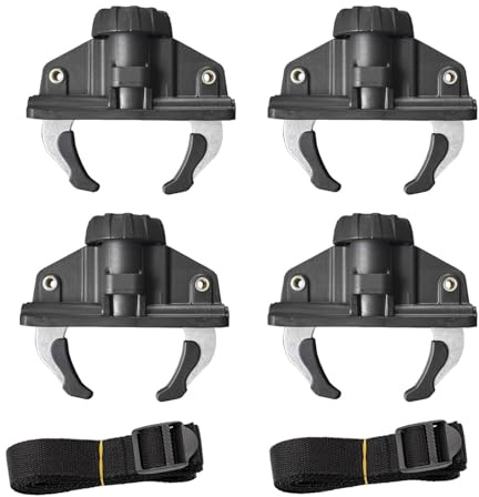 Jiuvaso 4 pezzi morsetti a granchio per box da tetto auto adatti a guide scanalate per viaggi essenziali resistenti universali con 2 cinghie