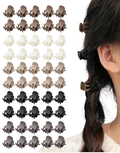 HUVZOR 50 Mini Mollette Opache per Capelli, Piccole per Capelli Corti e Ricci - Ideali per Donne, Ragazze e Bambine, Accessori Perfetti per Trecce e Chignon con Design Carino e Colorazioni Neutrali