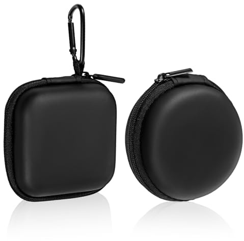 QFGasre Hörlursväska, 2 stycken in-ear hörlurar fodral headset förvaring fodral hårt fodral liten Eva stabil hörlurar skyddsfodral för USB-kabel Earpods nyckel U hårddisk (kvadrat och cirkel)