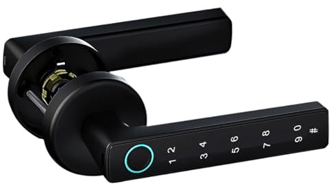 Cerradura de puerta con huella digital Manija de puerta inteligente 4 en 1 con huella digital/Aplicación/código/llaves Cerradura de teclado electrónico para dormitorio, hogar, hotel, oficina, apartam