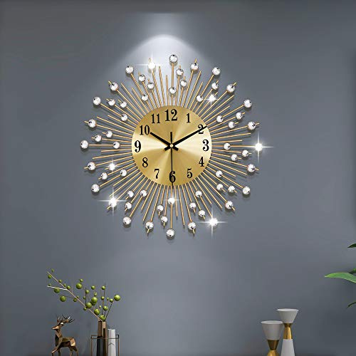 YIJIDECOR Large Wall Clocks for Living Room Decor Modern Gold Silent Clock