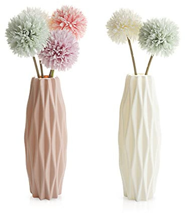 GmeDhc Vase en Plastique, Décoration de la Maison, 2 Pièces Imitation Céramique Pot de Fleurs, Nordique Fleurs Séchées, Léger et Facile à Transporter, Parfait pour Bureau (A)